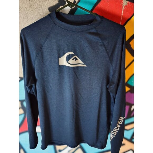 Quiksilver Surf Logo Shirt XL – Blue Long Sleeve Performance Rashguard - Picture 1 of 11